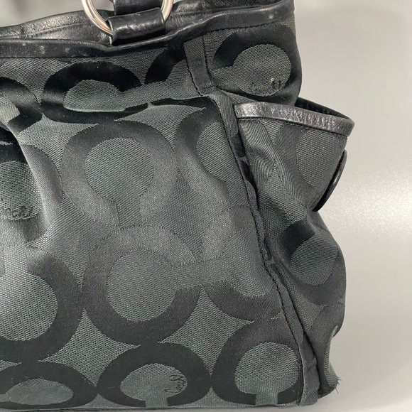 Exquisite Rare Coach # 13232P Pilot Parker Op Art Riley Bag, Black - Picture 8 of 16